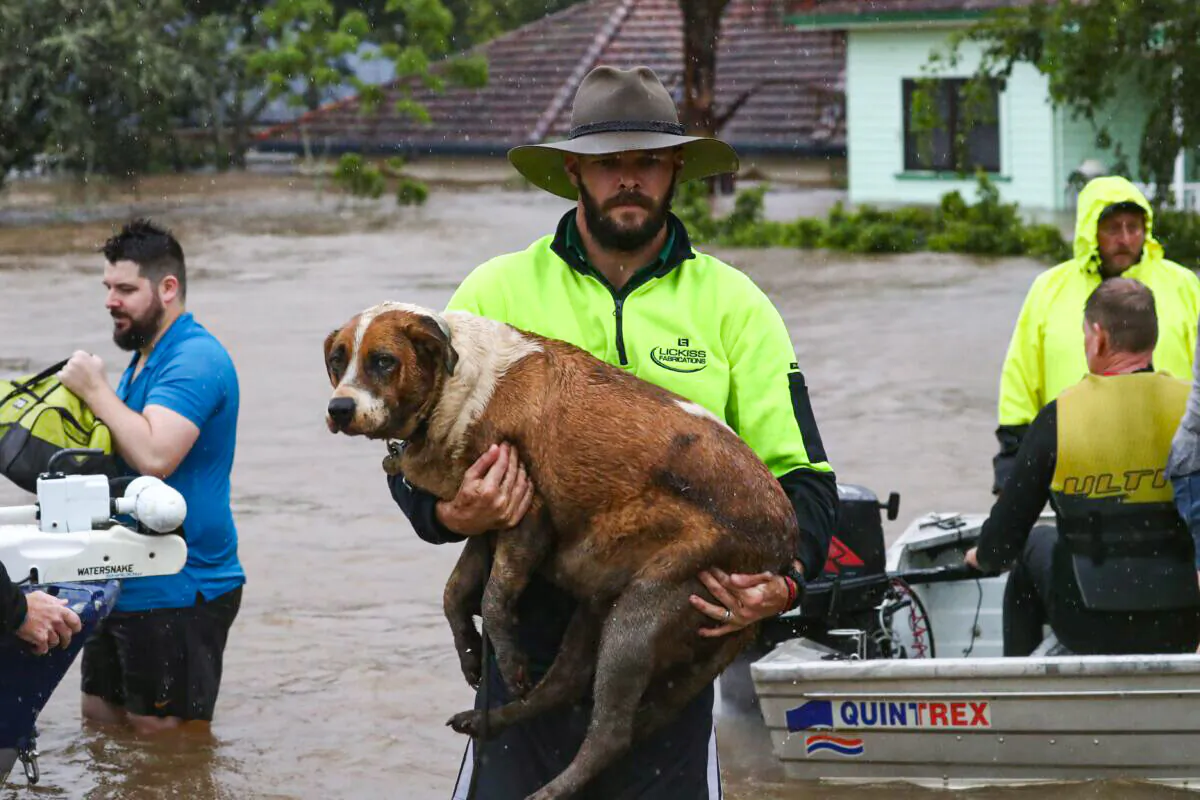 Flooding occurs in the town of Lismore, northeastern New South Wales, Australia, on Feb. 28, 2022. (AAP Image/Jason O'Brien)