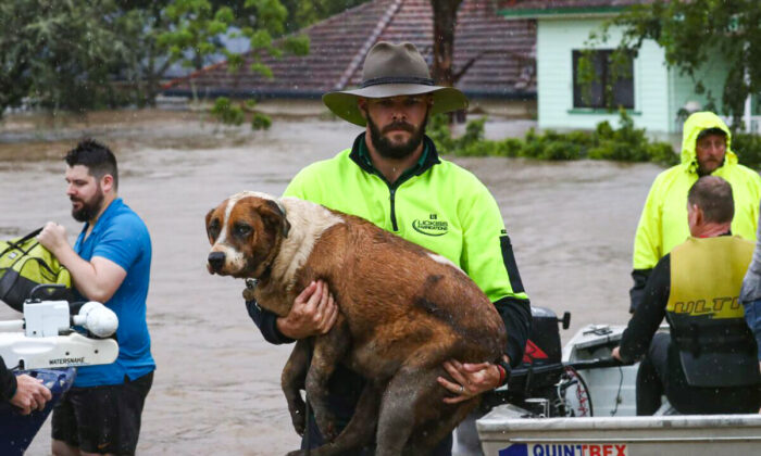 Flooding occurs in the town of Lismore, northeastern New South Wales, Australia, on Feb. 28, 2022. (AAP Image/Jason O'Brien)