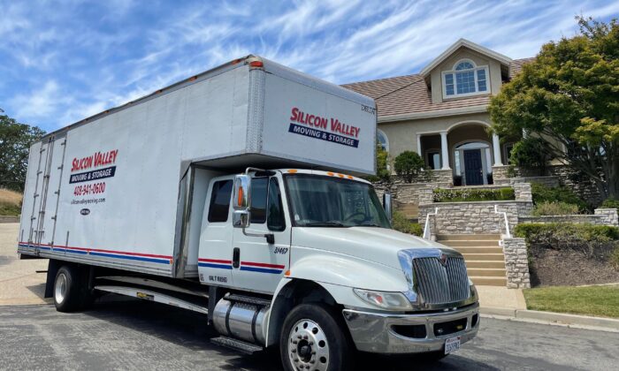 A truck from Silicon Valley Moving & Storage, based in San Jose, Calif., is parked outside of a home in an undated photo. (Courtesy of Joey Childs) 