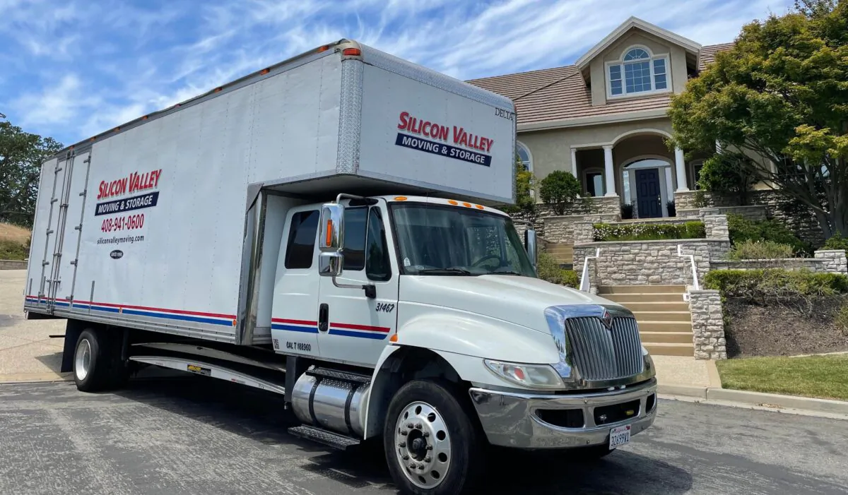 A truck from Silicon Valley Moving & Storage, based in San Jose, Calif., is parked outside of a home in an undated photo. (Courtesy of Joey Childs) 