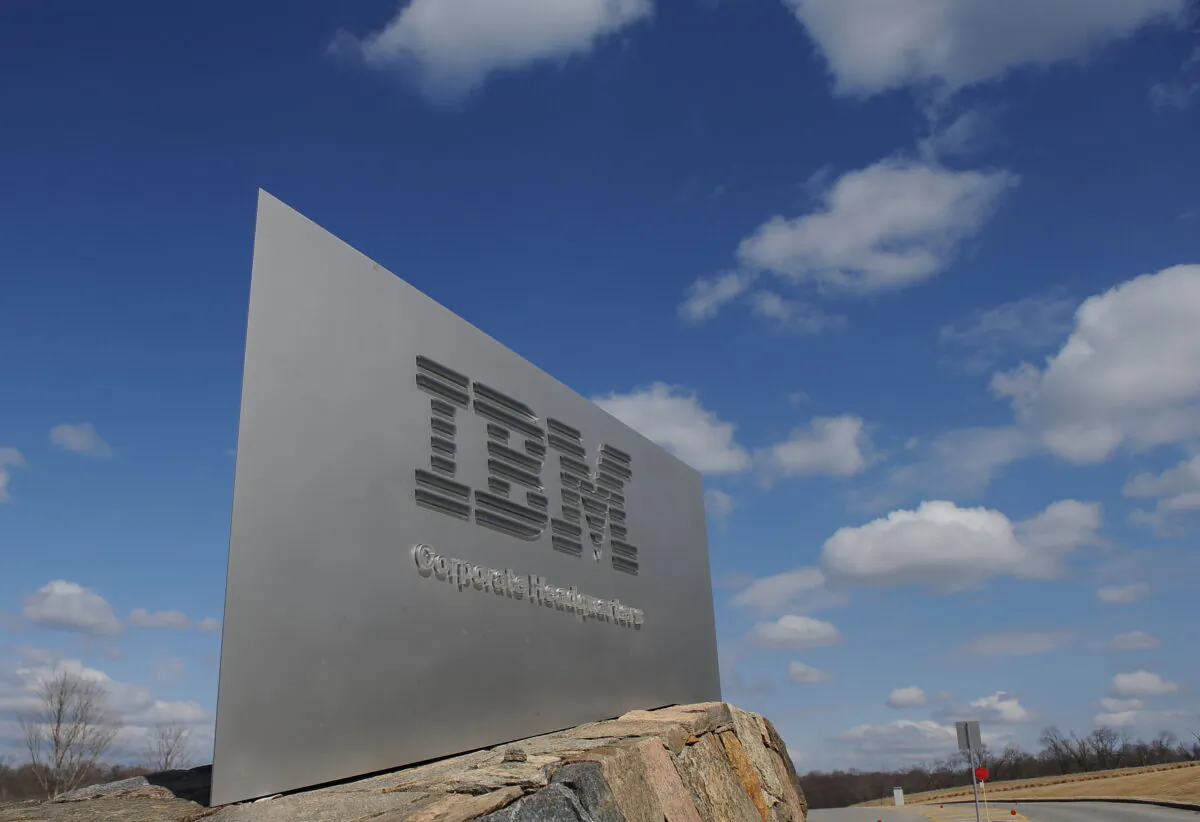 A sign marks the entrance to IBM Corporate Headquarters in Armonk, New York on March 20, 2009. (Stan Honda /AFP via Getty Images)