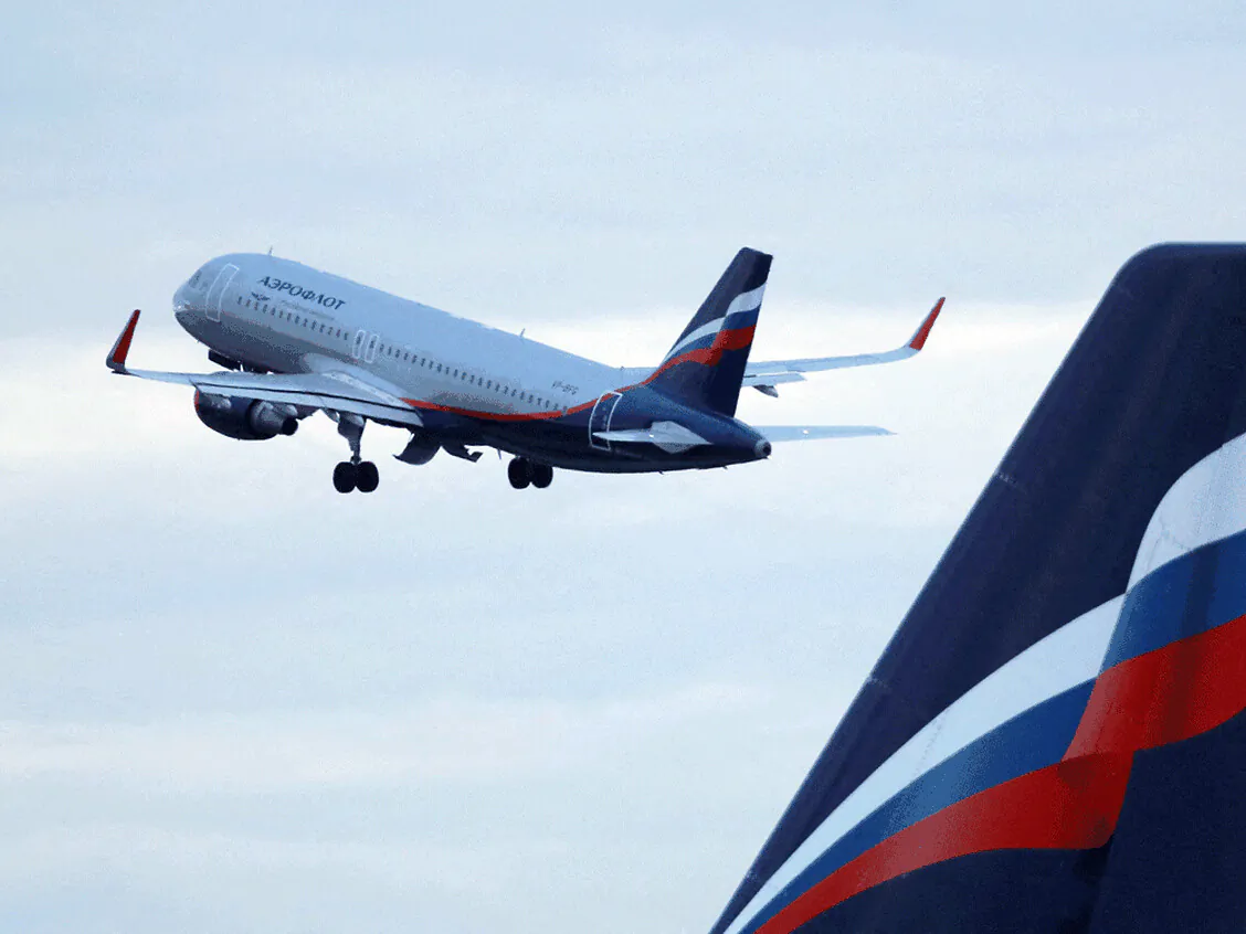 An Aeroflot plane takes off from Sheremetyevo International Airport outside Moscow in 2018. (Reuters/Maxim Shemetov)
