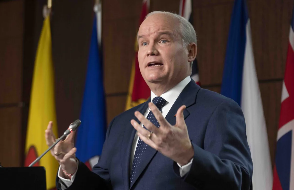 Conservative leader Erin O’Toole speaks during a news conference, Jan. 24, 2022 in Ottawa. (The Canadian Press/Adrian Wyld)