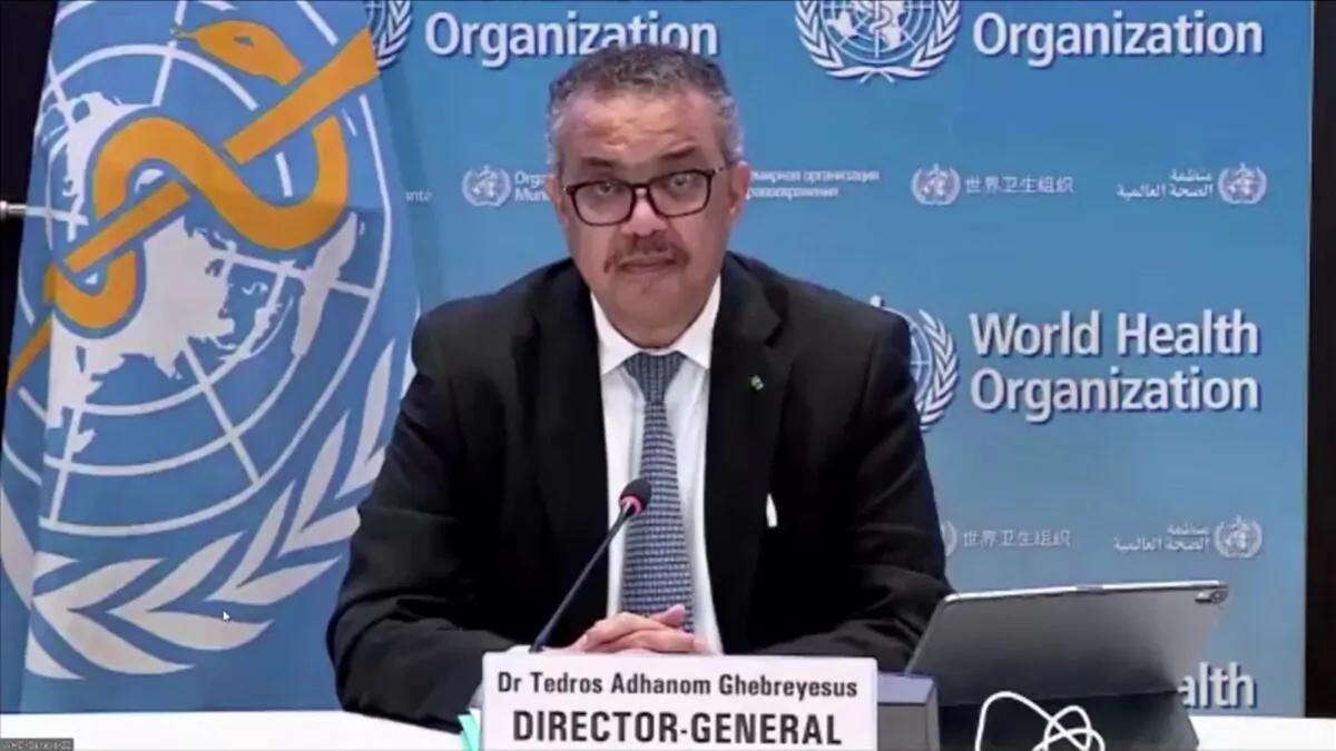 A screenshot taken from a still video shows Director-General Tedros Adhanom Ghebreyesus in an undated photo. (Reuters/Screenshot via The Epoch Times)