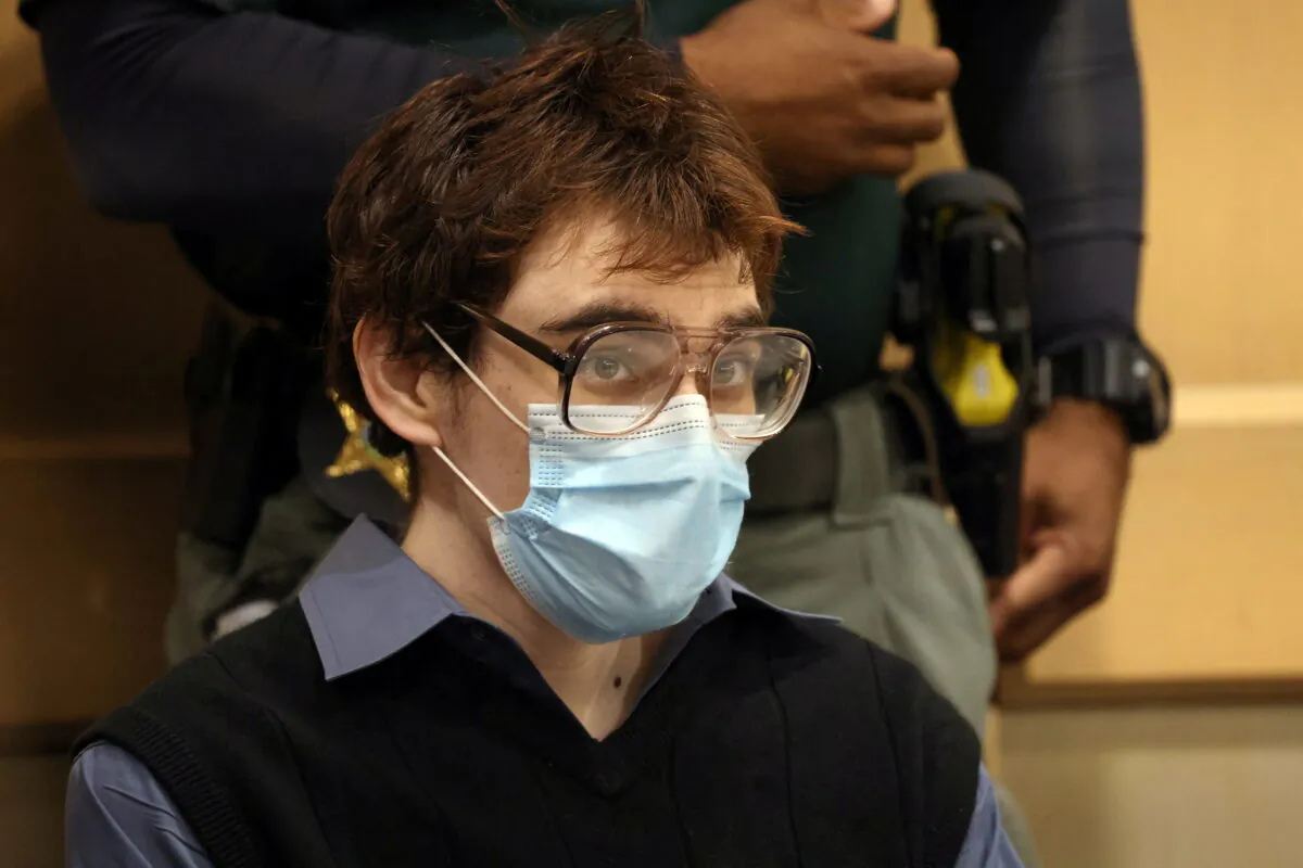 Parkland school shooter Nikolas Cruz sits at the defense table during his appearance at the Broward County Courthouse in Fort Lauderdale, Fla., on Oct. 20, 2021. (Amy Beth Bennett/Pool via Reuters)
