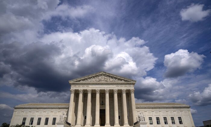 Clouds are seen above The U.S. Supreme Court building in Washington on May 17, 2021. (Drew Angerer/Getty Images)