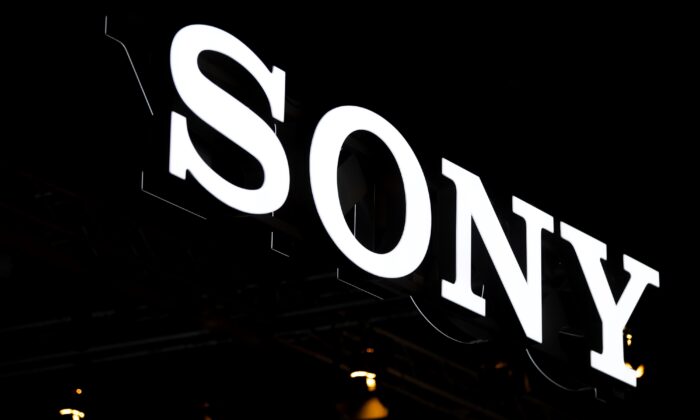 A logo sits illuminated outside the Sony booth at GSMA Mobile World Congress 2019 in Barcelona, Spain, on Feb. 26, 2019. (David Ramos/Getty Images)