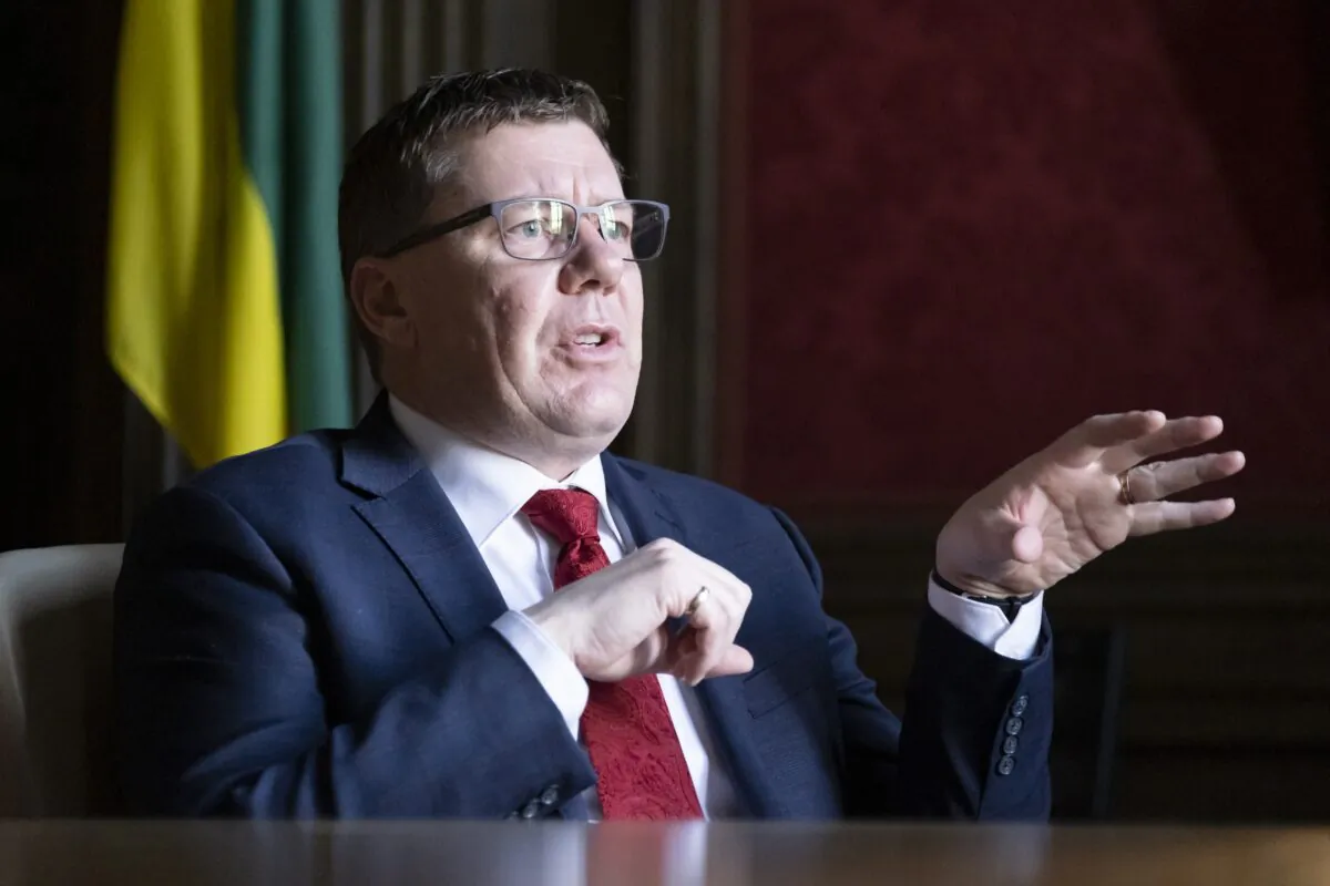 Premier Scott Moe speaks in a year-end interview in Regina on Dec. 15, 2020. (Michael Bell/The Canadian Press)