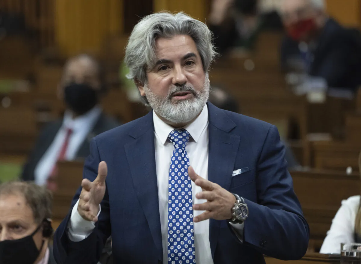 Canadian Heritage Minister Pablo Rodriguez rises during Question Period on Dec. 3, 2021 in Ottawa.  (The Canadian Press/Adrian Wyld)
