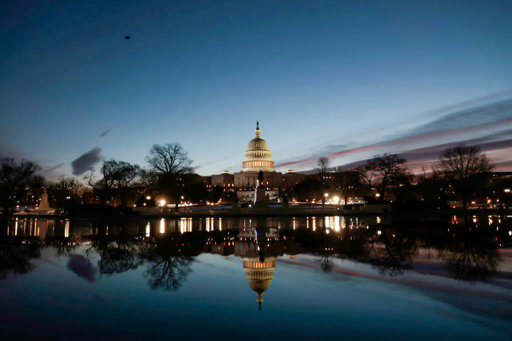 A view of the U.S. Capitol from the Capitol Reflecting pool on January 06, 2022 in Washington, DC. (Anna Moneymaker/Getty Images)