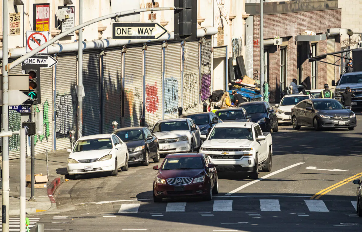 The downtown area of Los Angeles, Calif., on Jan 6, 2021. (John Fredricks/The Epoch Times)