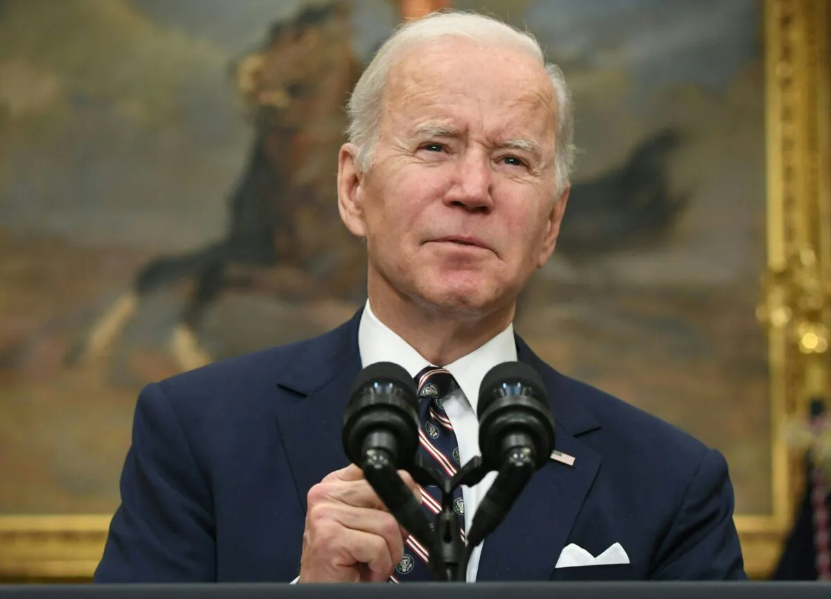 President Joe Biden speaks about the counterterrorism operation in Syria from the Roosevelt Room of the White House on Feb. 3, 2022. (Saul Loeb/AFP via Getty Images)