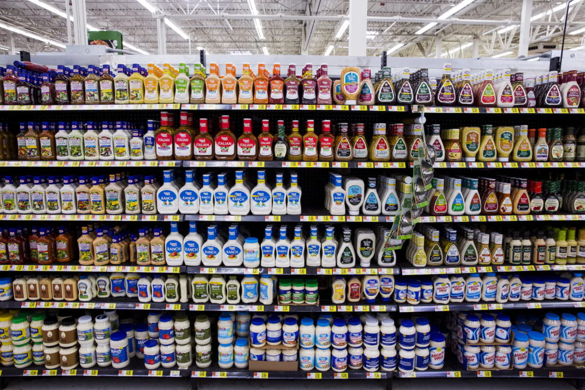 Salad dressings are displayed at a Walmart store in Secaucus, N.J., on Nov. 11, 2015. (Lucas Jackson/Reuters)