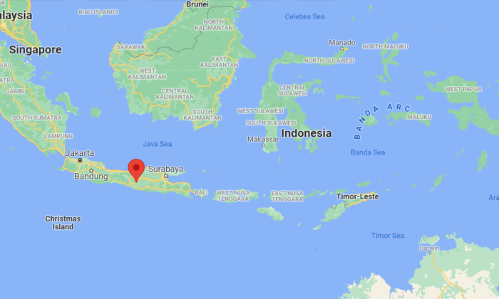 The map shows the location of Java in Indonesia on February 4, 2022.  (Screenshot via Google Maps / Epoch Times)