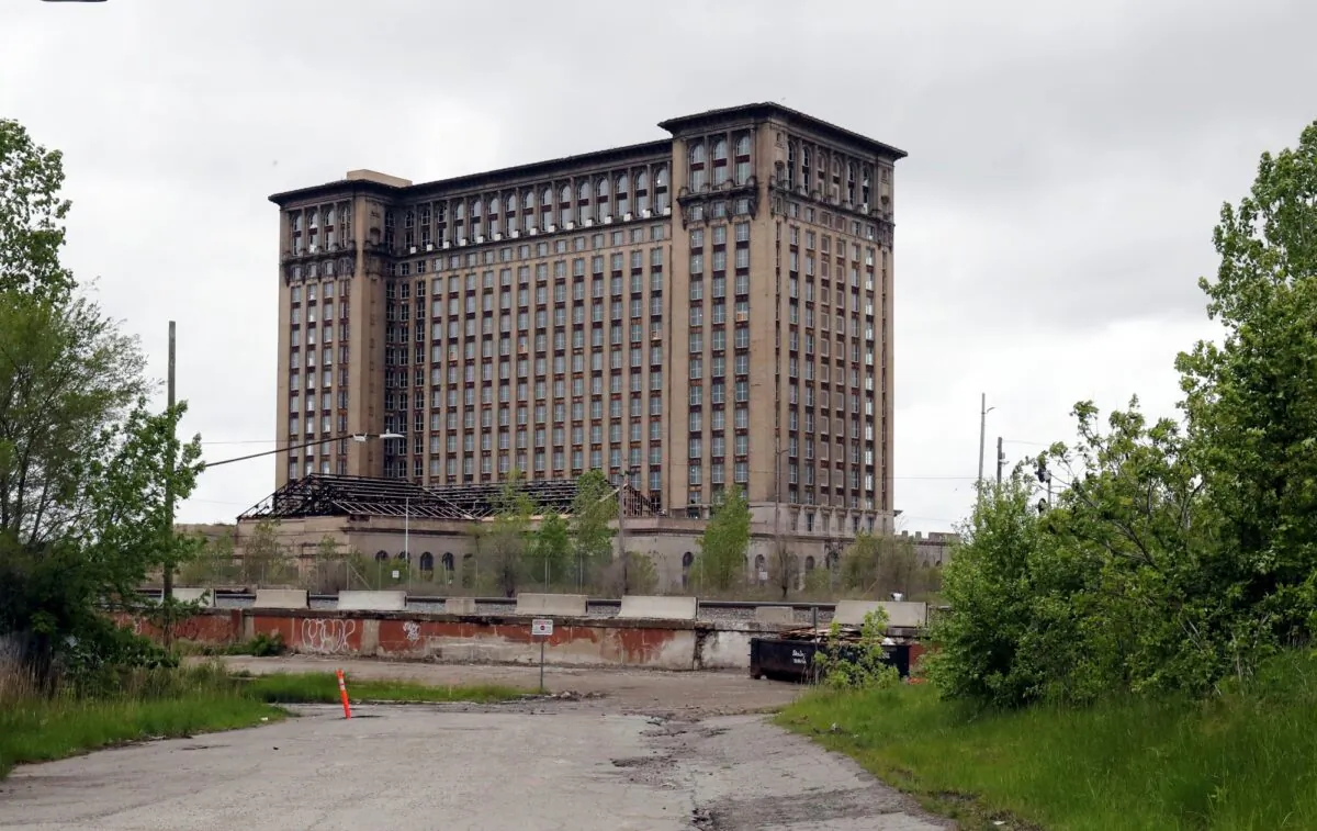 Exterior view of the Michigan Central train depot in Detroit on May 23, 2019. (Carlos Osorio/AP Photo)