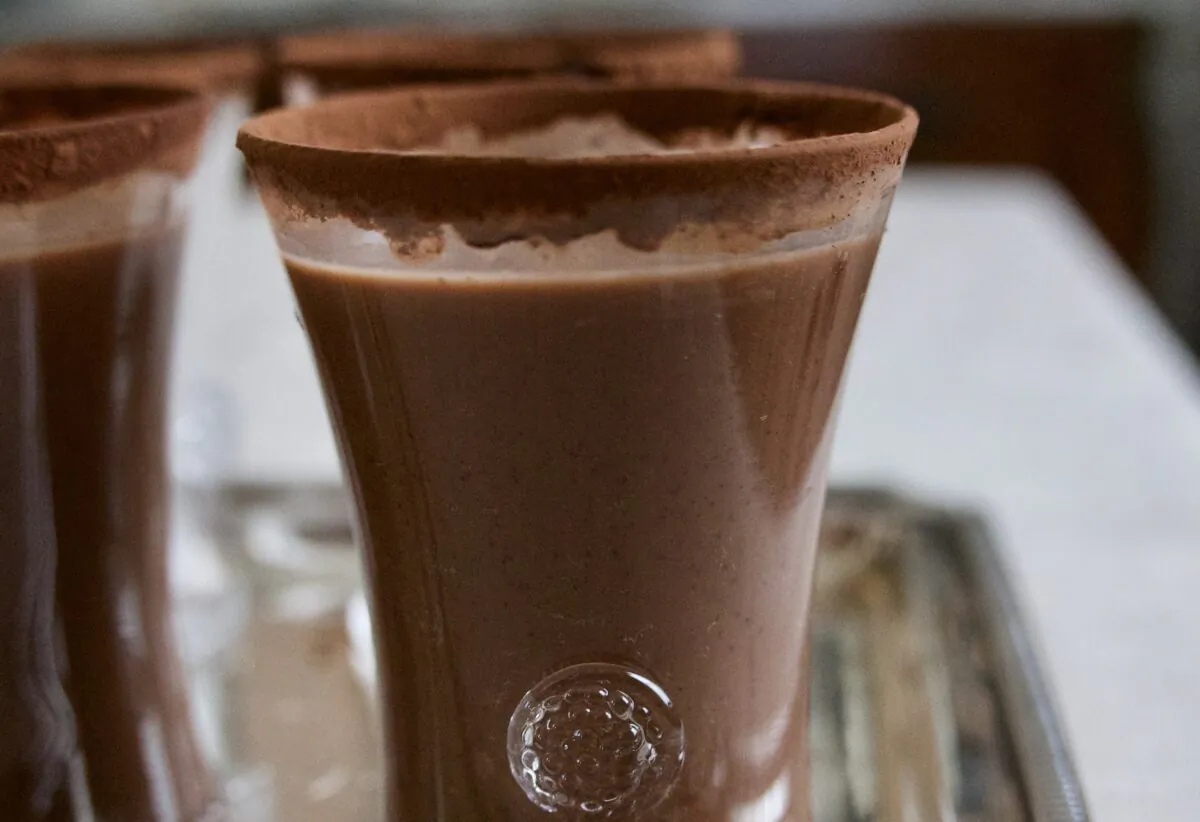 Make the cocoa-coconut base ahead of time, and shake with the dark rum just before serving. (Victoria de la Maza)