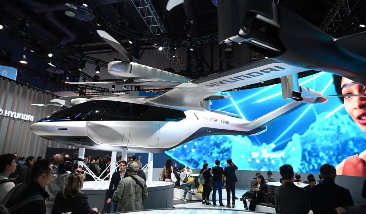 The Hyundai S-A1 electric Urban Air Mobility concept is displayed at the 2020 Consumer Electronics Show in Las Vegas, Nevada, Jan. 7, 2020. (Robyn Beck/AFP via Getty Images)
