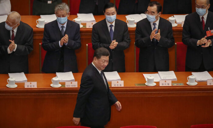 Chinese Communist Party head Xi Jinping arrives at the rubber stamp legislature in Beijing, China, on May 22, 2020. (Andrea Verdelli/Getty Images)