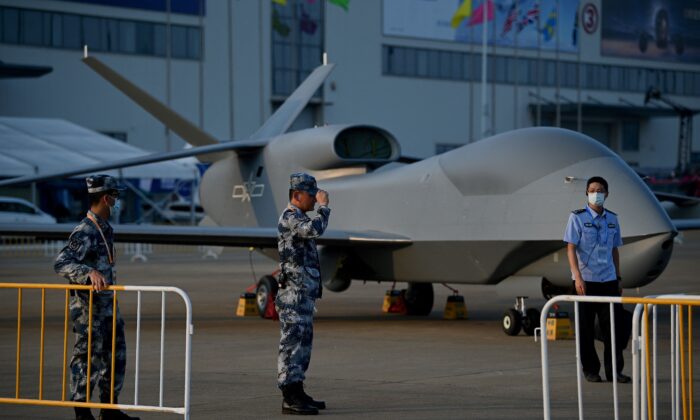 A People's Liberation Army (PLA) Air Force WZ-7 high-altitude reconnaissance drone is seen a day before the 13th China International Aviation and Aerospace Exhibition in Zhuhai, Guangdong Province, China, on Sept. 27, 2021. (NOEL CELIS/AFP via Getty Images)