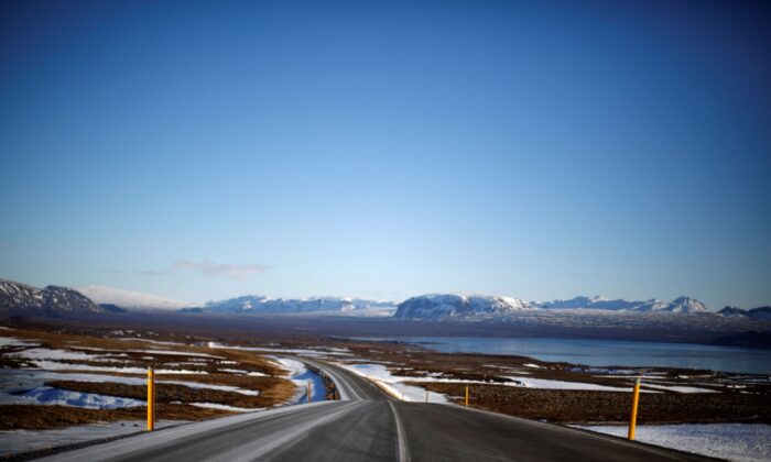 A road is seen near Thingvallavatn lake in southwestern Iceland, on Feb. 15, 2013. (Stoyan Nenov/Reuters)