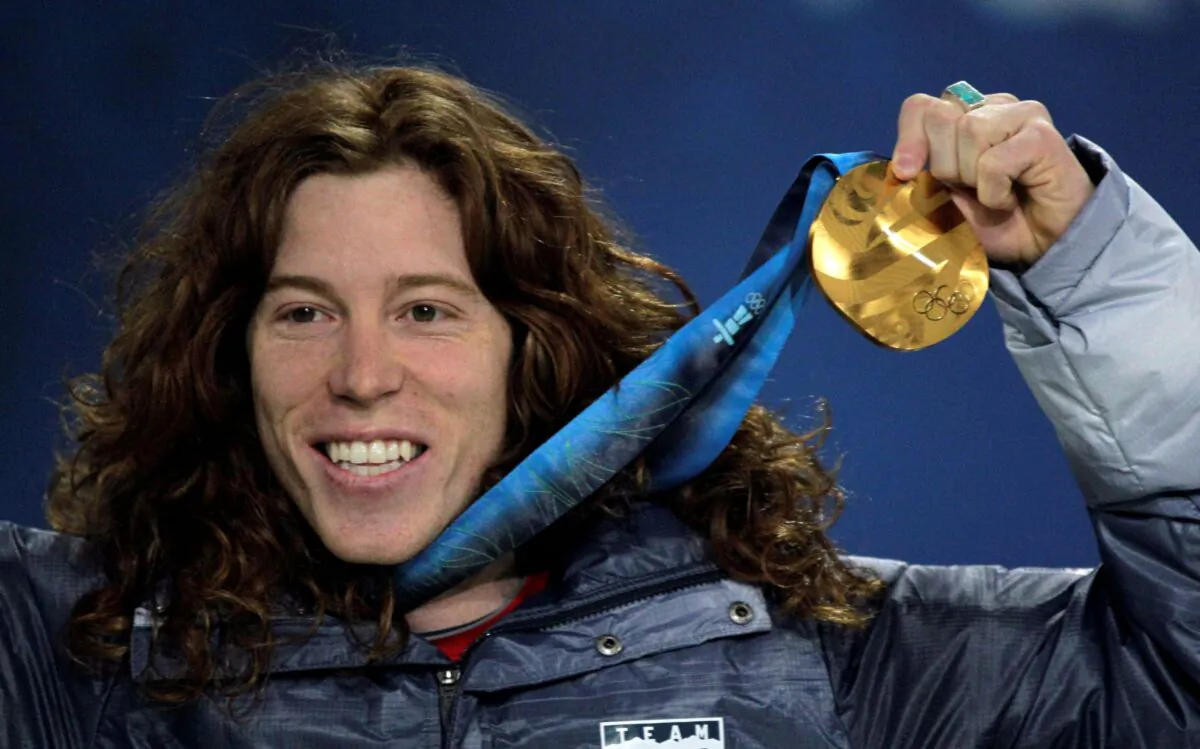 United States' gold medalist Shaun White reacts during the men's halfpipe medal ceremony at the Vancouver 2010 Olympics in Vancouver, British Columbia, on Feb. 18, 2010. (Jae C. Hong/AP Photo)