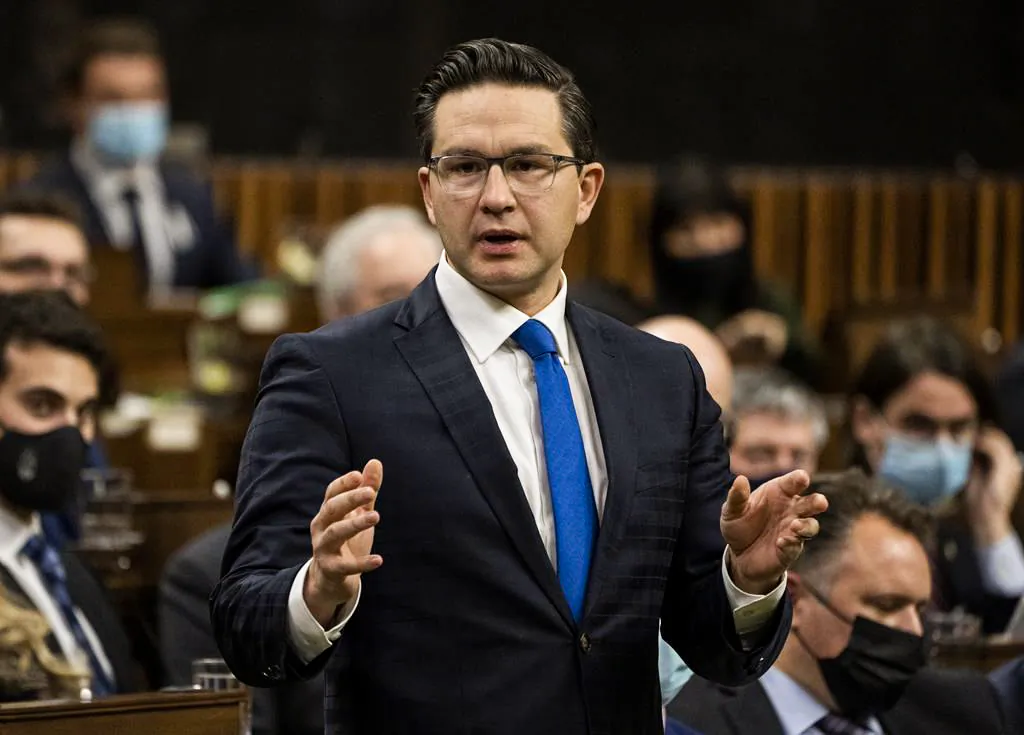 Conservative MP Pierre Poilievre rises during question period on Parliament Hill in Ottawa on Nov. 29, 2021. (The Canadian Press)