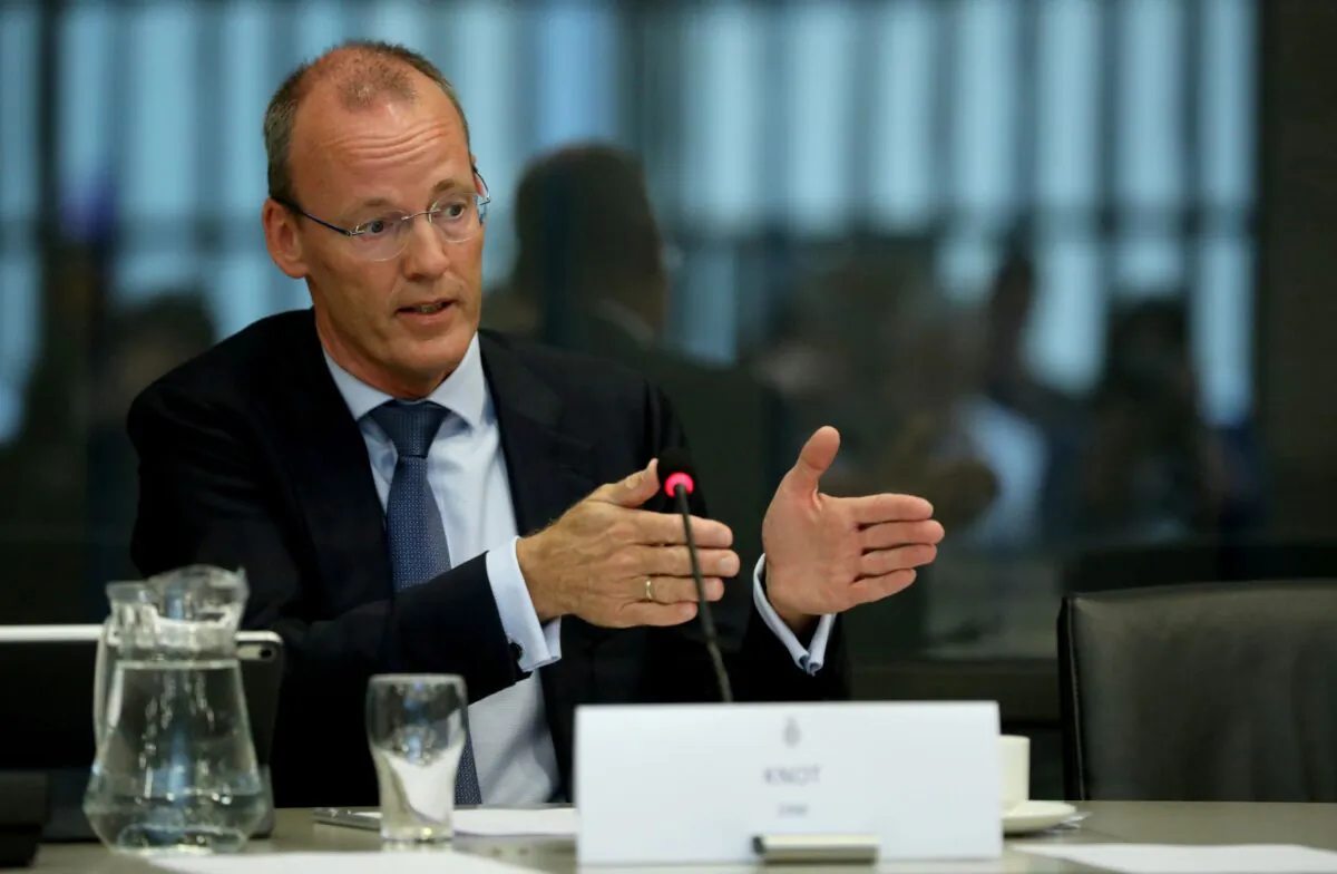 ECB board member Klaas Knot appears at a Dutch parliamentary hearing in The Hague, Netherlands, on Sept. 23, 2019. (Eva Plevier/Reuters)