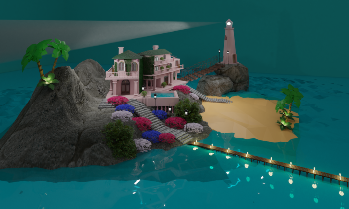 One of Republic Realm’s virtual Fantasy Islands in The Sandbox metaverse. (Courtesy of Republic Realm)
