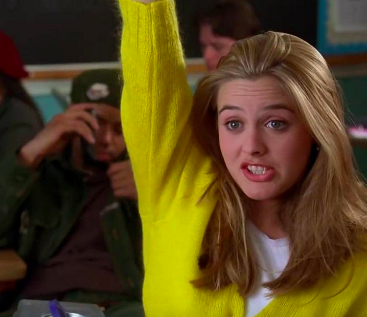 girl in yellow sweater in "Clueless," for last survivor