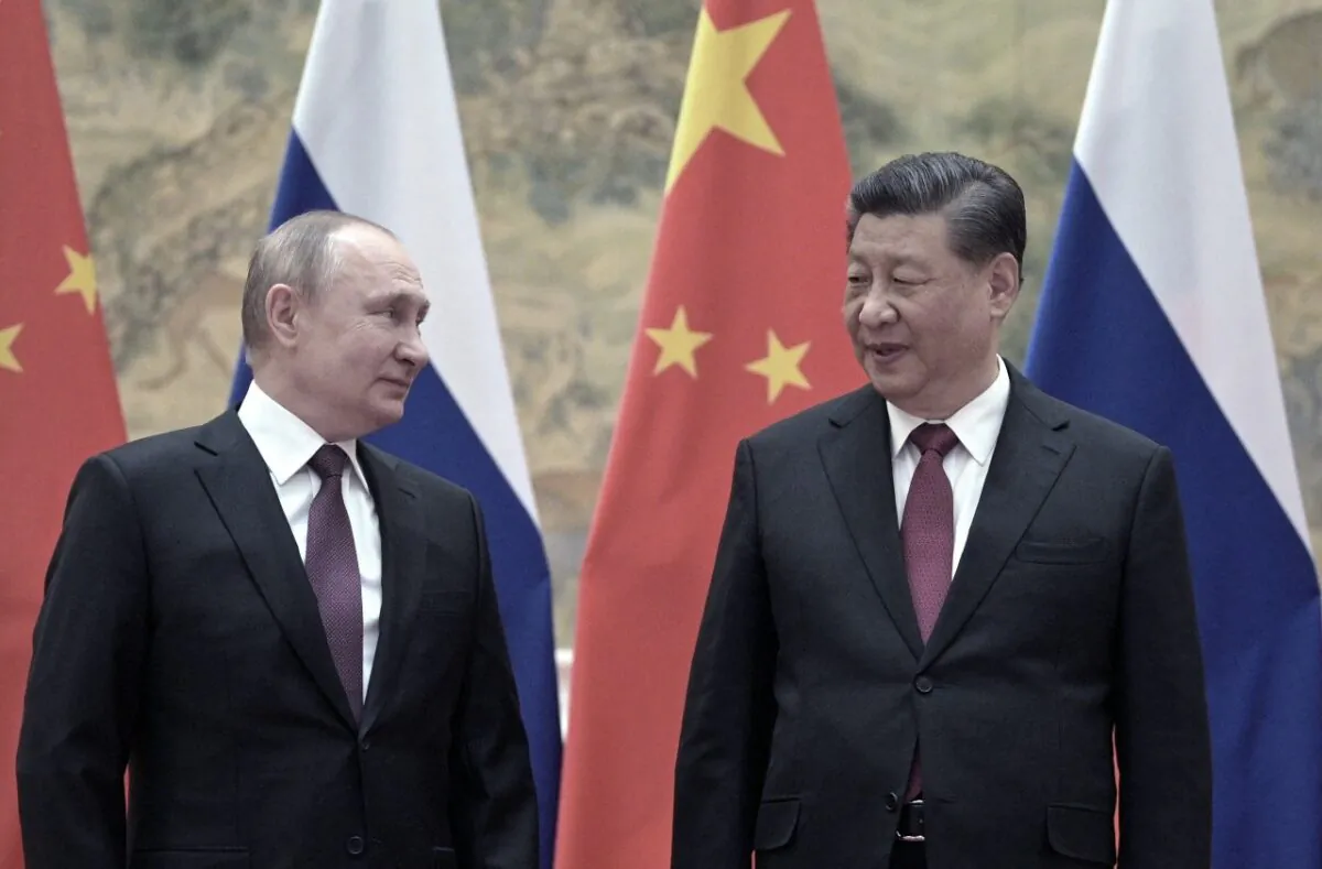 Russian President Vladimir Putin and Chinese leader Xi Jinping meet in Beijing on Feb. 4, 2022. (Alexei Druzhinin/Sputnik/AFP via Getty Images)