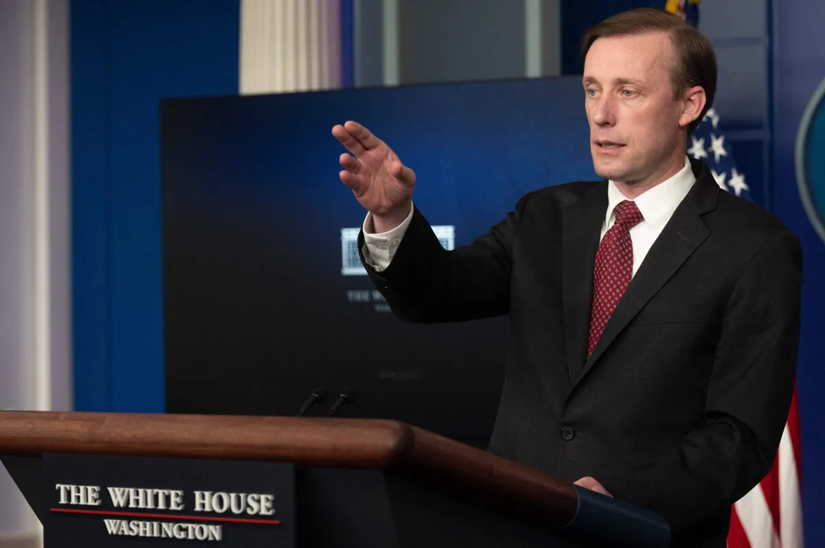 White House national security adviser Jake Sullivan speaks during the daily briefing at the White House on Jan. 13, 2022. (Jim Watson/AFP via Getty Images)