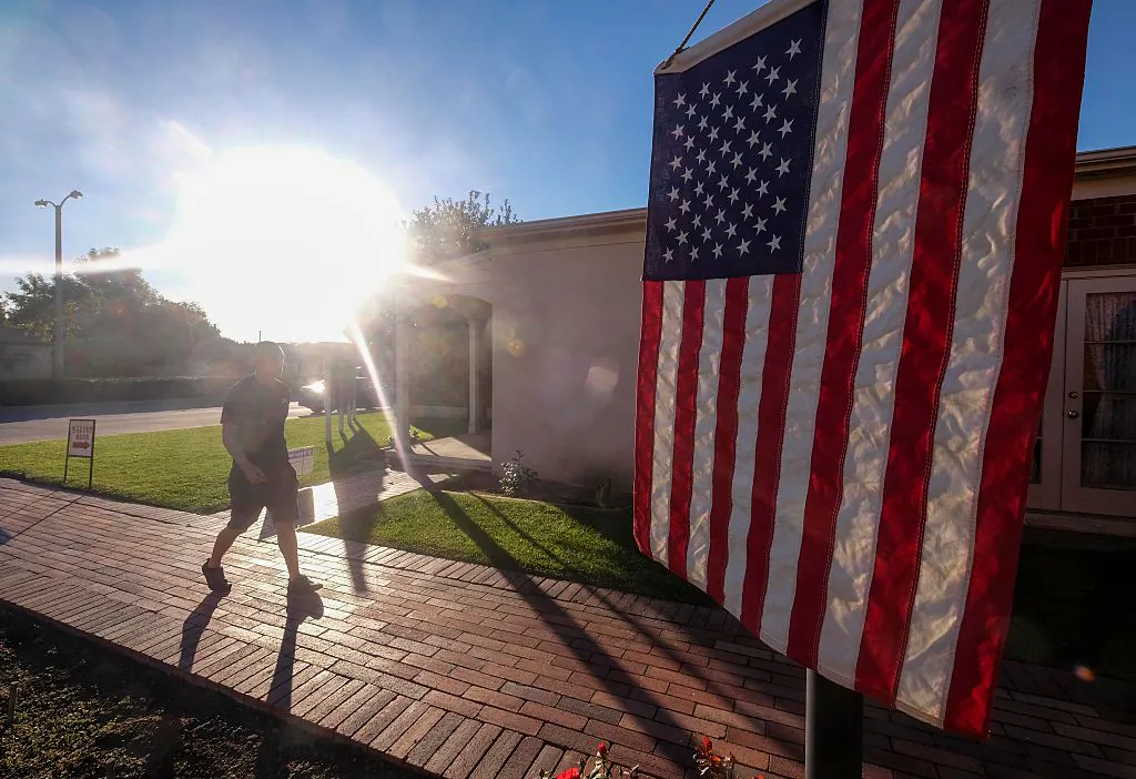 A voter arrives to cast a ballot in the US presidential election at a polling station in Temple City, Calif., on Nov. 8, 2016. (Ringo Chiu/AFP via Getty Images)
