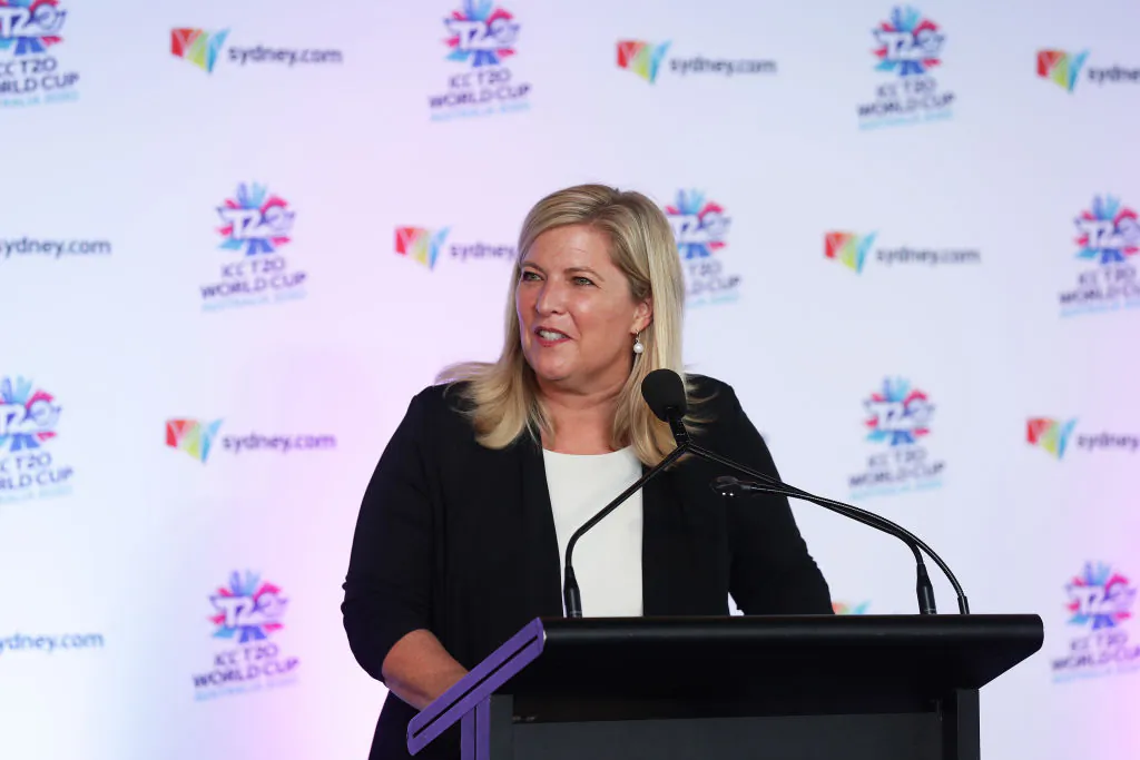 Minister for Women Bronnie Taylor speaks during an Australia and India ICC Women's T20 World Cup Media Opportunity at Sydney Opera House  in Sydney, Australia on February 19, 2020 . (Photo by Matt King/Getty Images)
