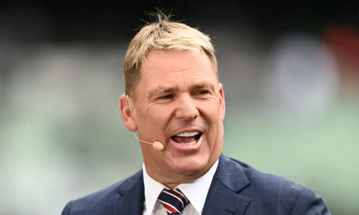 Former Australian cricketer and FOX Sports commentator Shane Warne is seen during the Third Test match in the Ashes series between Australia and England at Melbourne Cricket Ground in Melbourne, Australia on December 26, 2021. (Photo by Quinn Rooney/Getty Images)