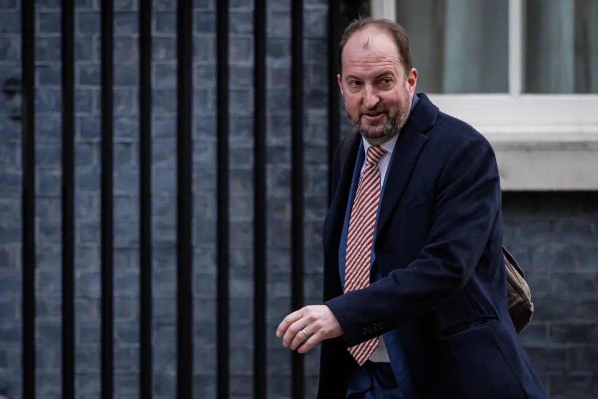 UK Prime Minister Boris Johnson’s Director of Communications Guto Harri arrives at Downing Street in London, on Feb. 8, 2022. (Rob Pinney/Getty Images)