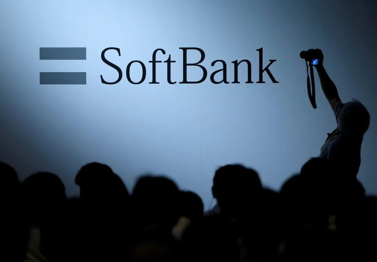 The logo of SoftBank Group Corp. at SoftBank World 2017 conference in Tokyo on July 20, 2017. (Issei Kato/Reuters)
