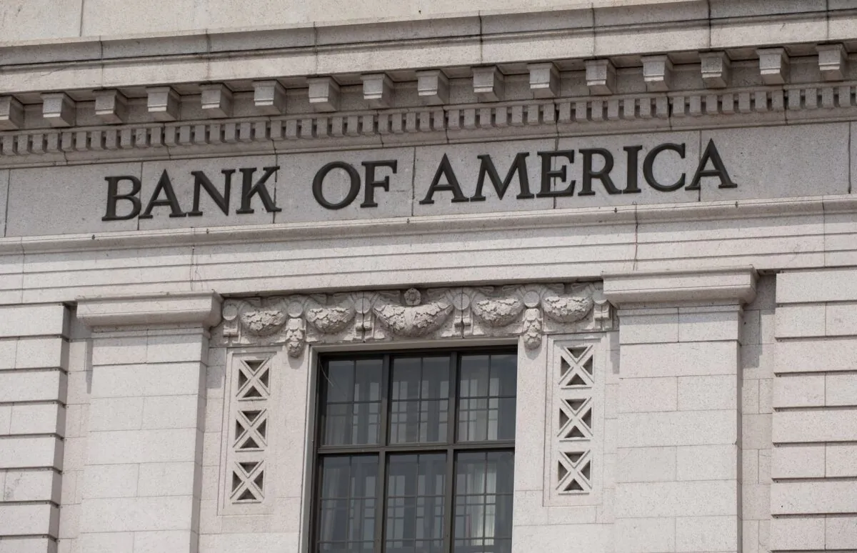 A Bank of America logo is seen outside a bank branch in Washington, on Aug. 19, 2011. (Saul Loeb/AFP via Getty Images)
