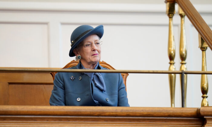 Queen Margrethe II attends the official opening of the Danish Parliament in Copenhagen, Denmark, on Oct. 6, 2020. (Liselotte Sabroe/Ritzau Scanpix/Reuters)