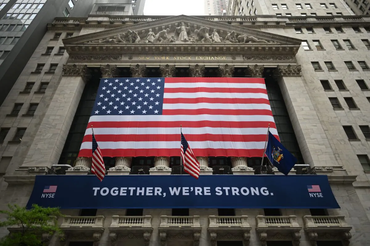 The New York Stock Exchange (NYSE) at Wall Street in New York on May 26, 2020. (Johannes Eisele/AFP via Getty Images)