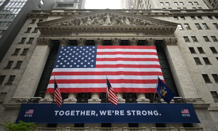 The New York Stock Exchange (NYSE) at Wall Street in New York on May 26, 2020. (Johannes Eisele/AFP via Getty Images)