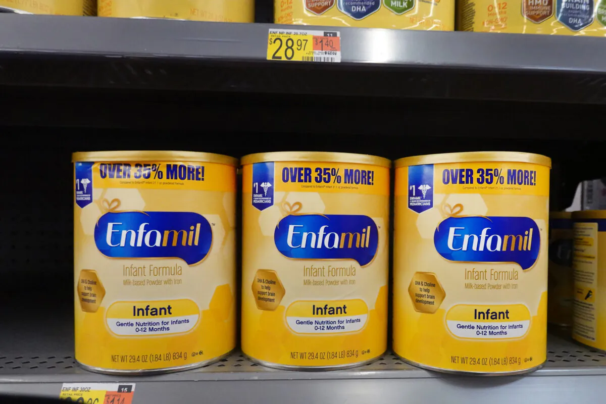 Baby formula is offered for sale at a big box store  in Chicago on Jan. 13, 2022. Baby formula has been is short supply in many stores around the country for several months. (Scott Olson/Getty Images)