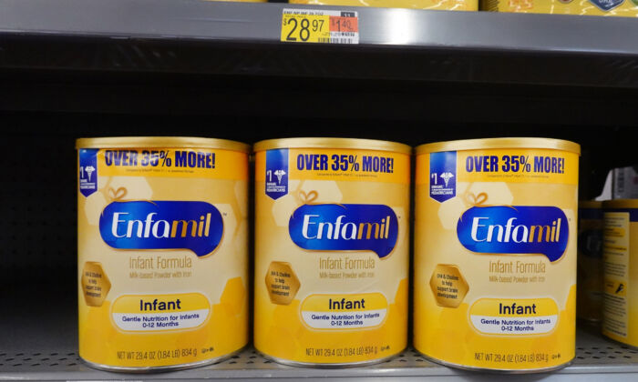 Baby formula is offered for sale at a big box store  in Chicago on Jan. 13, 2022. Baby formula has been is short supply in many stores around the country for several months. (Scott Olson/Getty Images)