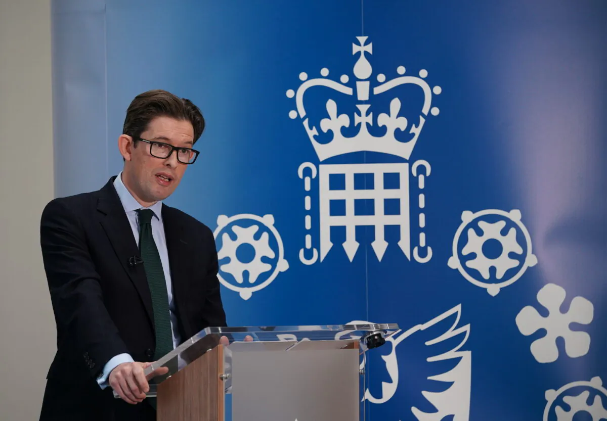 MI5 Director General Ken McCallum gives his annual threat update at MI5 headquarters in Thames House, London, on July 14, 2021. (Yui Mok/PA)