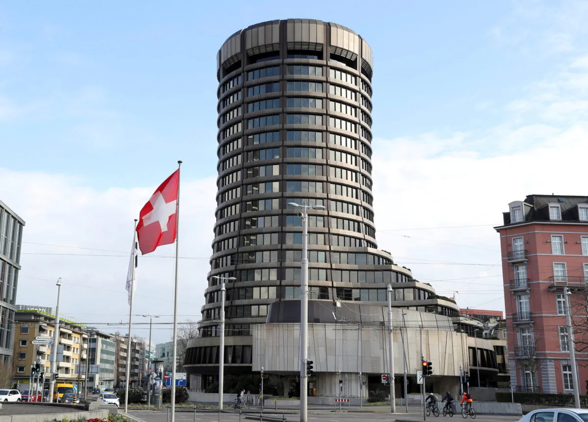 The tower of the headquarters of the Bank for International Settlements (BIS) is seen in Basel, Switzerland, on March 18, 2021. (REUTERS/Arnd Wiegmann)