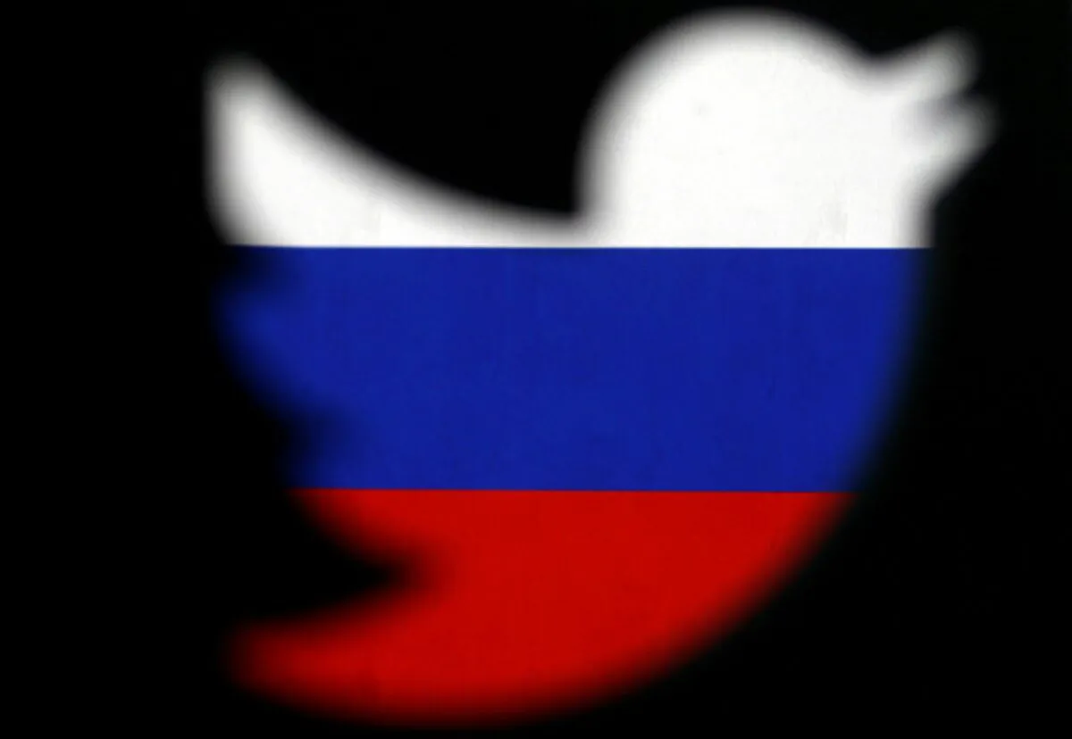 A 3D-printed Twitter logo displayed in front of Russian flag is seen in this illustration picture, on Oct. 27, 2017. (Dado Ruvic/Illustration/Reuters)