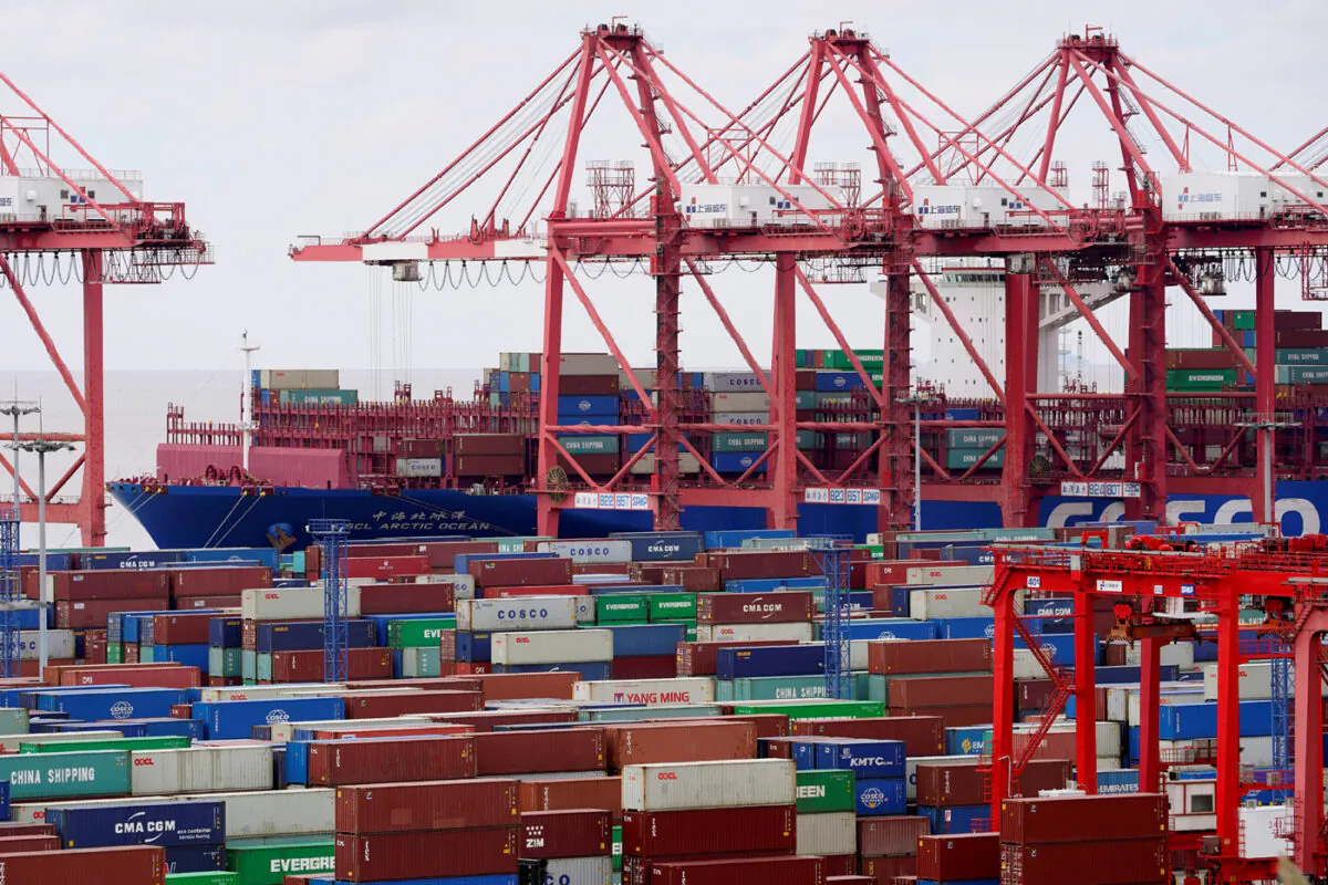 Containers at the Yangshan Deep Water Port in Shanghai on Oct. 19, 2020. (Aly Song/Reuters)