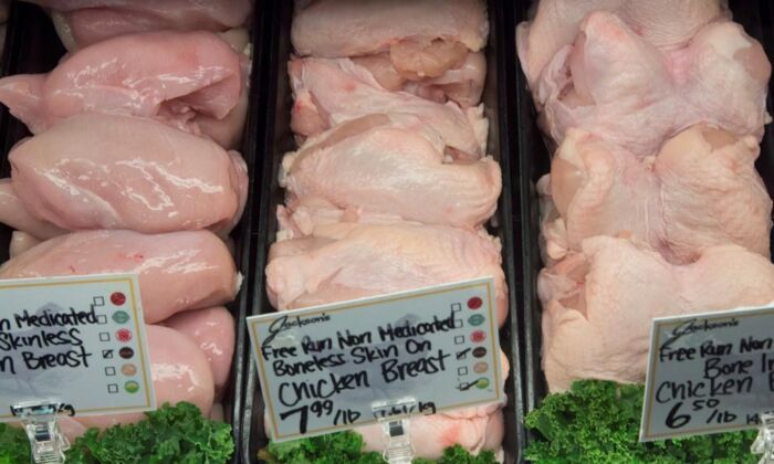 Chicken is pictured at a market on Granville Island is Vancouver, B.C., Jan. 23, 2015. (The Canadian Press/Jonathan Hayward)