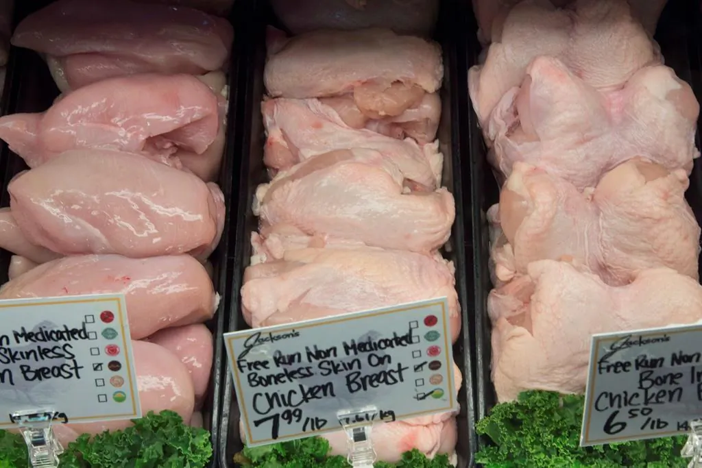 Chicken is pictured at a market on Granville Island is Vancouver, B.C., Jan. 23, 2015. (The Canadian Press/Jonathan Hayward)