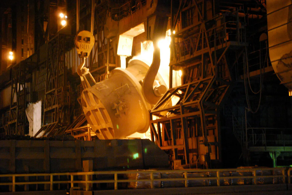 A file image taken inside Nippon Steel's iron mill plant at Kimitsu city in Chiba prefecture, suburban Tokyo. (JIJI Press/AFP via Getty Images)