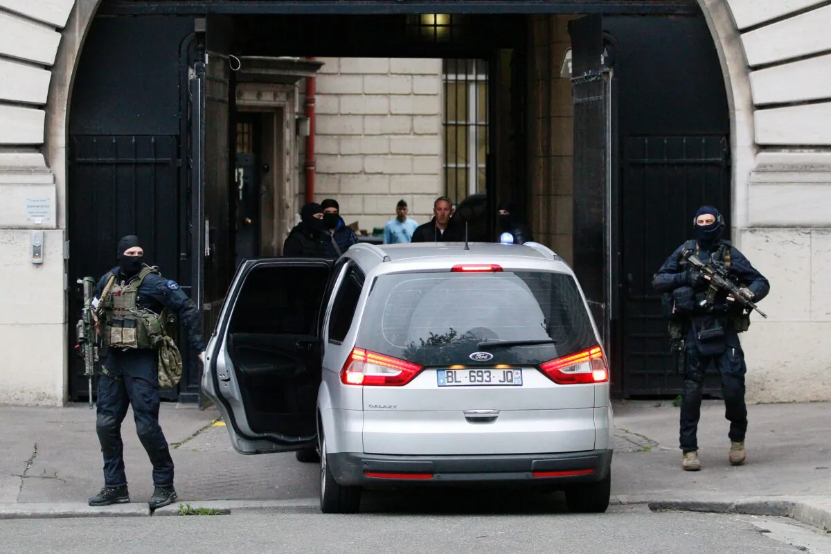 French police and members of the National Gendarmerie Intervention Group (GIGN) escort a convoy transporting a surviving member of the group that carried out Paris terror attacks suspect Salah Abdeslam to Paris courthouse in Paris on May 20, 2016. (Matthieu Alexandre/AFP via Getty Images)